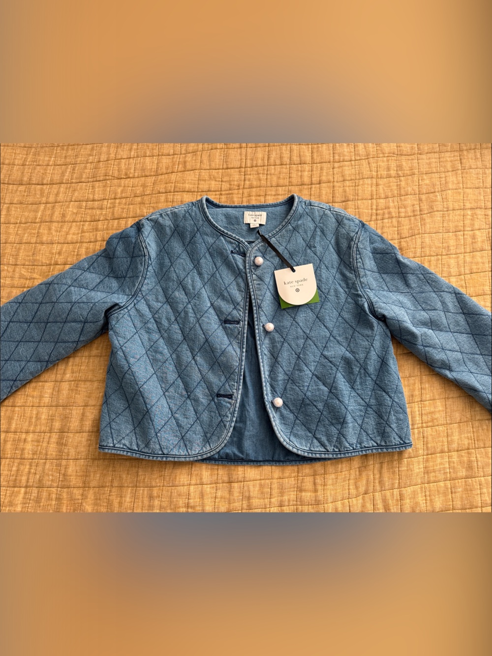 Medium Wash Blue Quilted Women’s Jean Jacket